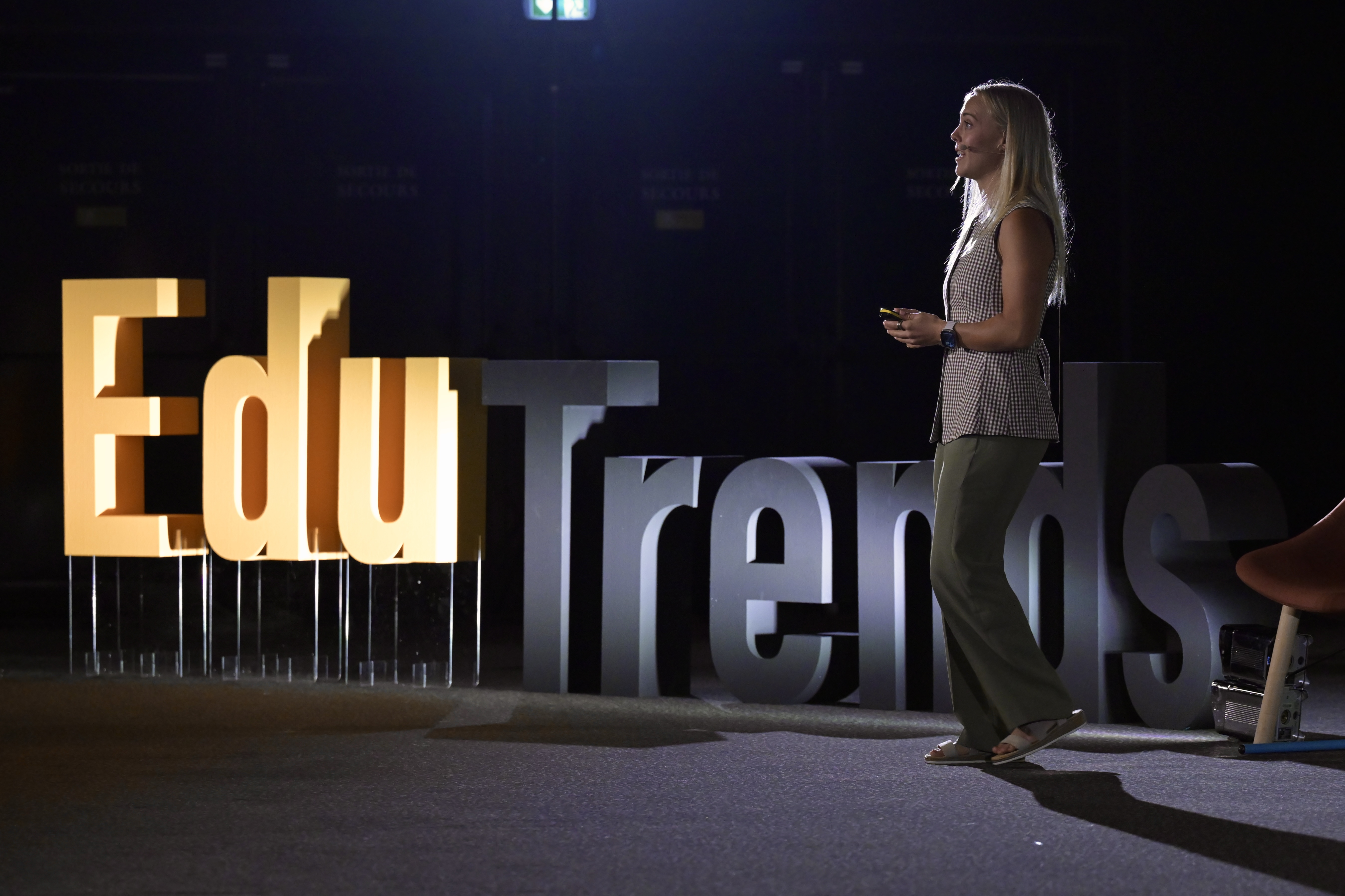 Mia Sundstrom delivering a keynote at EduTrends