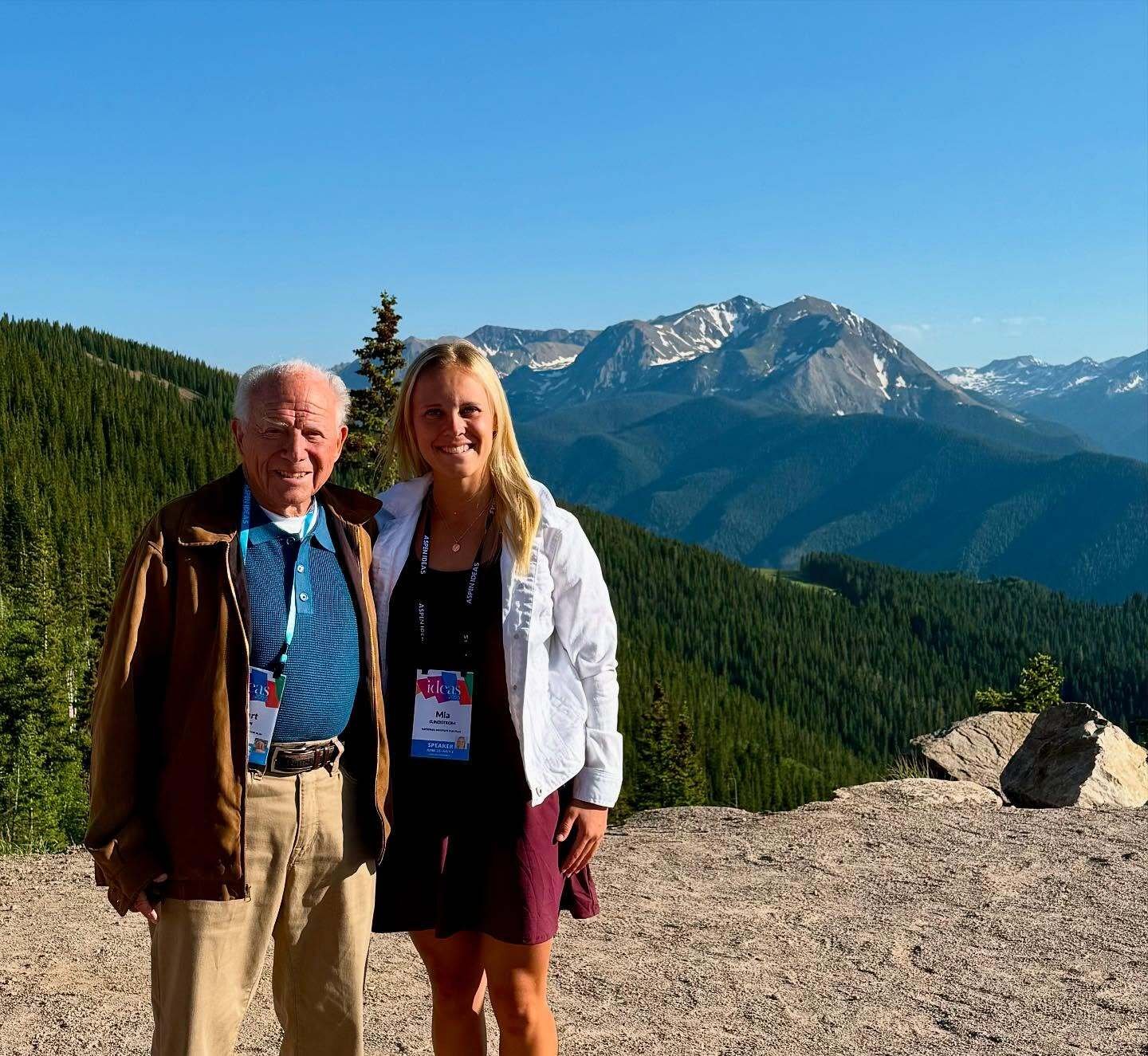 Mia Sundstrom and Dr. Stuart Brown at Aspen Ideas 2025