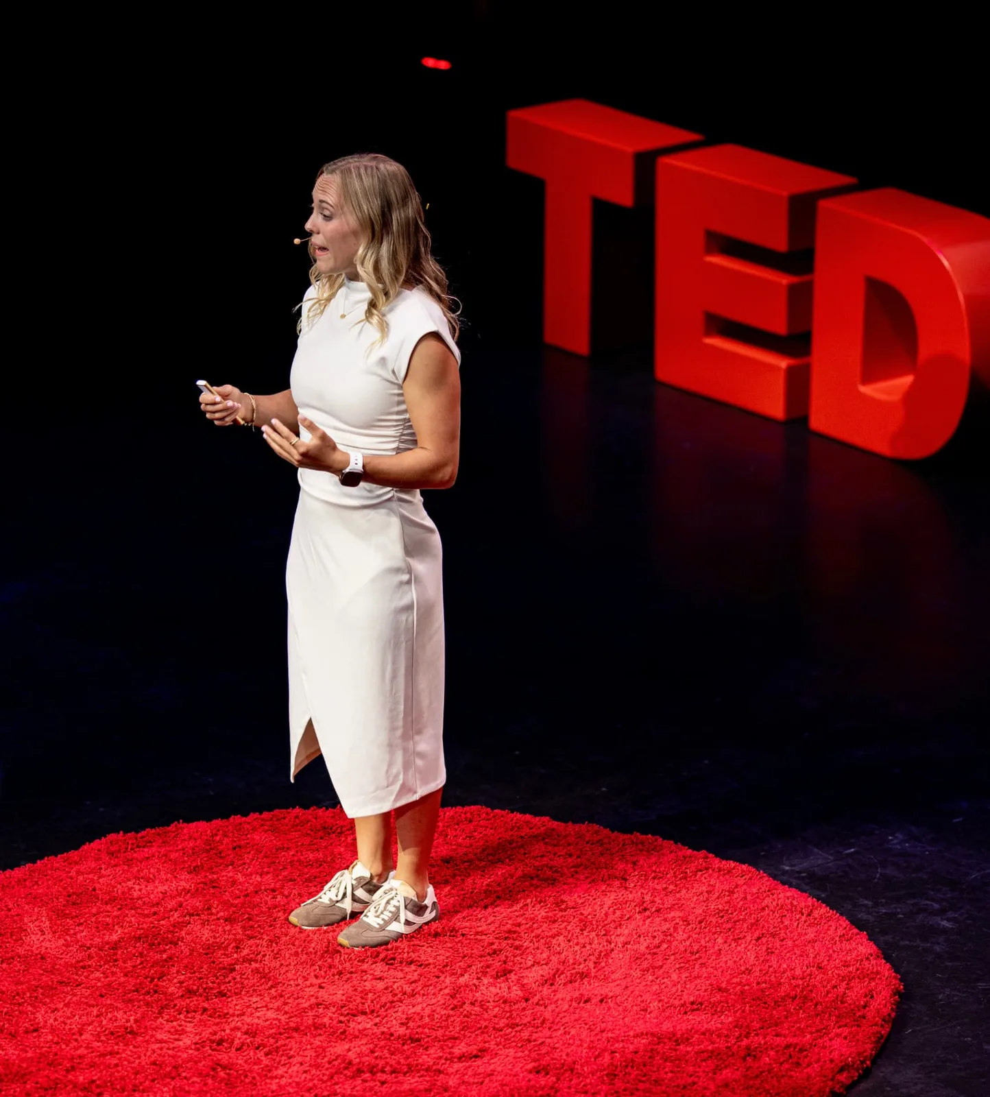 Mia Sundstrom on the TED stage